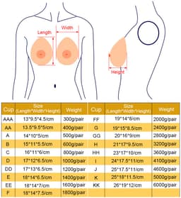 Zelfklevende Siliconen Borsten – Cup DD– 1200 gram- Borstprothese – Travestie, Crossdress & Cosplay –Nep Tieten-Nep Borsten- — thumbnail 8
