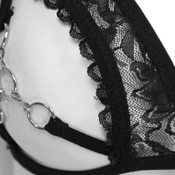 Dames Beha Kant Open Rug Bralette Push-Up Lingerie Zwart — thumbnail 2