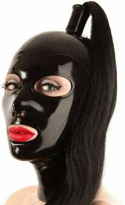 Fetisj latex masker met staart - One size voor L t/m XXL - Sex masker - Seks BDSM - Rubber - 4MM dik - Extra staart functie voor controle — thumbnail 1
