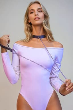 Halsband Zwart Leer met Ketting Riem - Bondage Collar met Leash - BDSM Halsband Accessoire - Verstelbare Leather Collar - One Size - Fetish Accessoire - La Nuita — thumbnail 1