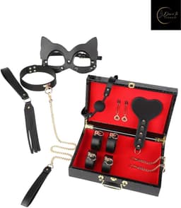 Dare to Undress – Fifty Shades of Grey – Luxe 8-delige BDSM Set met Opbergkoffer – Premium – BDSM Bondagesets - Valentijn Cadeau - Handboeien, Halsband, Masker, Gagbal & Zweep - Sex Toys voor Koppels - Seksspeeltjes voor mannen en vrouwen - Kinky — thumbnail 2