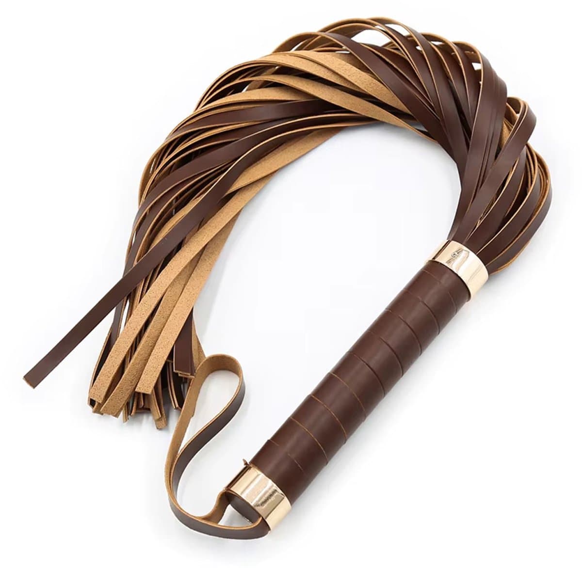 De Originele Lederen Seks Zweep - BDSM - 60CM - Bruin - Flogger - PU Leder — afbeelding 1
