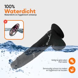 360° Realistische Vibrerende Dildo met Verwarming & Zuignap – Stotende & Roterende Sex Toy met Afstandsbediening – Waterdicht & Oplaadbaar – Zwart — thumbnail 7