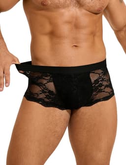Zeloria Heren Kant Boxer – Transparante Erotische Lace Boxershort – Zwart – L – Stretch & Comfort — thumbnail 17
