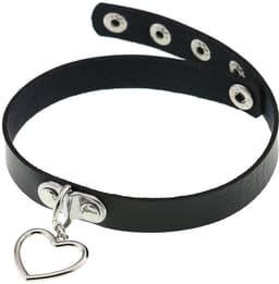 Sleutelbeenketting - Halsomtrek 32 cm~38 cm - Choker met hartvormige hanger - Halsband voor dames - Gotische leren choker - Punkstijl ketting - Choker - Halsband - Halsketting - Metalen choker - Kettingchoker - Bikerchoker - Halsring — thumbnail 5