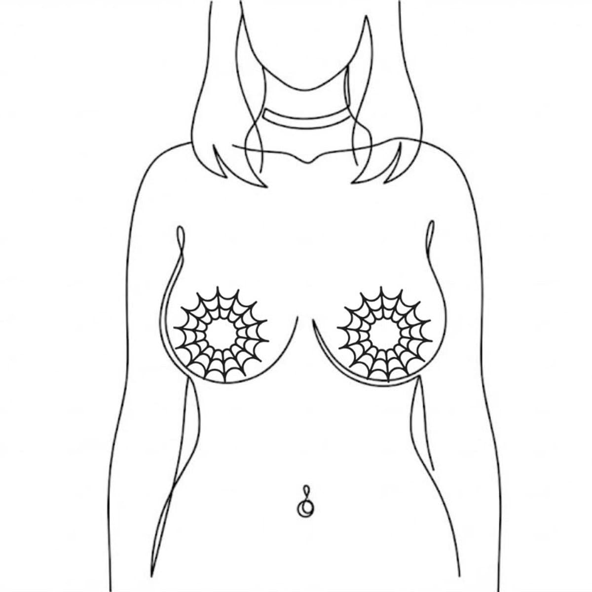 Sexy Tepel Tattoos – Tijdelijke Spinnenweb Tattoo voor Vrouwen – Tepelstickers & Body Art – Erotische Tepelplakkers – 2 stuks Neptattoos van 7 cm — afbeelding 1