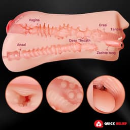 Quick Relief Anna™ - Masturbator - Pocket Pussy - 3-1 Mond, Vagina & Anus - Sex toys voor Mannen - Beige — thumbnail 5