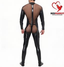 Lederen Bodysuit - Leather Bondage Kleding - Catsuit Heren - Erotische Kleding Mannen — thumbnail 2