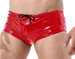 BamBella ® - Boxer short Maat S/M Datex Rood (Latex en stof SM kleding BDSM erotische heren kleding ondergoed lingerie onderbroek zwart — thumbnail 1
