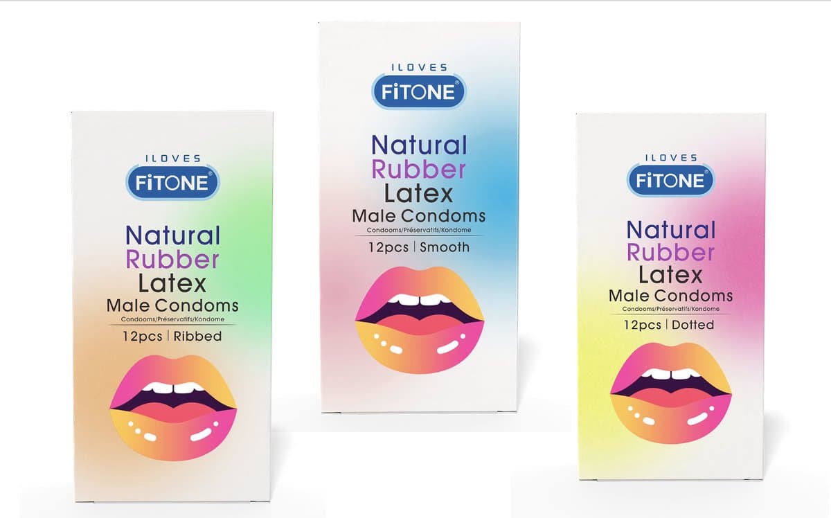 condoom mix pack –36 stuks –condooms met ribbels– condooms noppen – condooms naturel – 3 varianten– condooms met glijmiddel – condooms 52mm – FiTONE — afbeelding 1