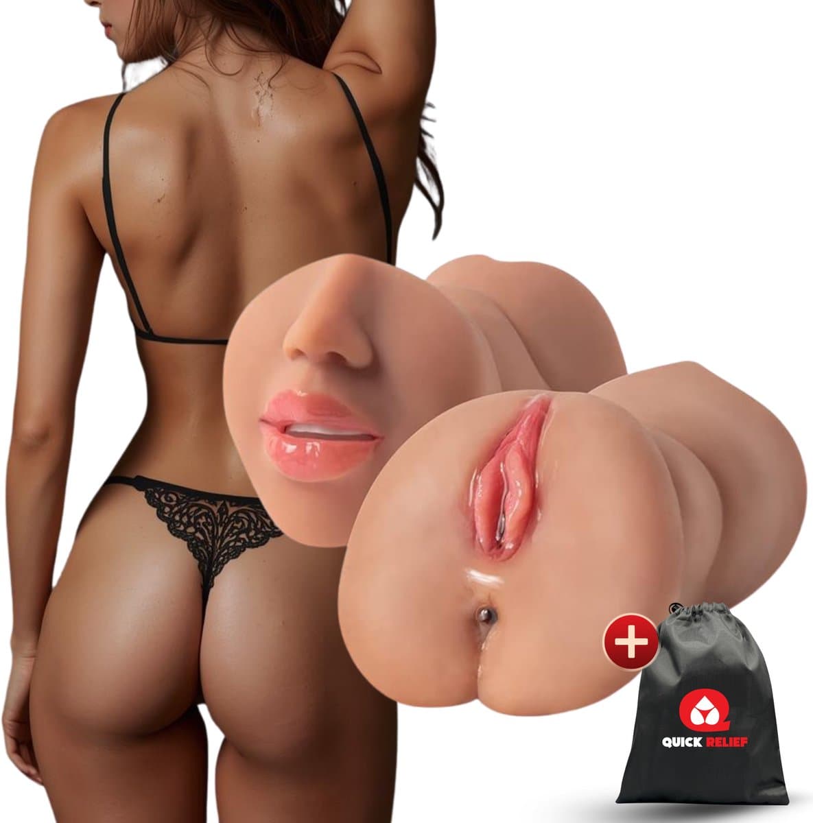 Quick Relief Selena™ - Masturbator - Pocket Pussy - 3 in 1 - Blowjob Simulator - Seks Toys voor Mannen - Kunstvagina - voor Heren - Sex Speeltje - Seks - Stroker — afbeelding 1
