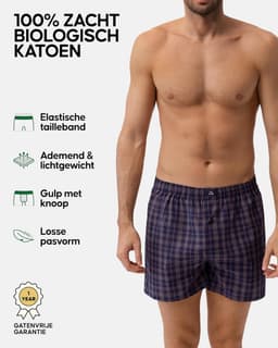 Heren Boxershorts Loszittend Met Knoopgulp Biologisch Katoen Multi-pack — thumbnail 7