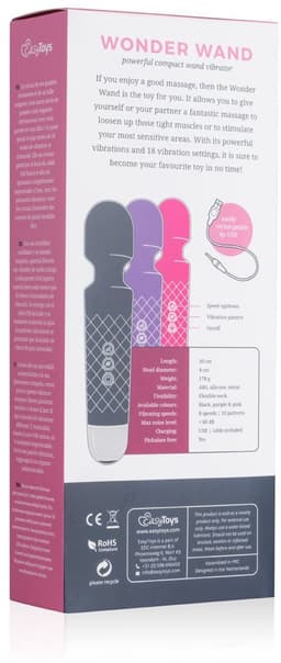 EasyToys - Mini Wand Vibrator - Wandvibrator - Ook voor Massages - Oplaadbaar - Waterproof - Wand Vibrator - Vibrator - Vibrators voor Vrouwen - Sex Toys voor Vrouwen - Vibrators - Zwart — thumbnail 12