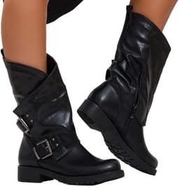 Stoere Dames Biker Laarzen met Gespen - Enkelhoge Motorstijl — thumbnail 2