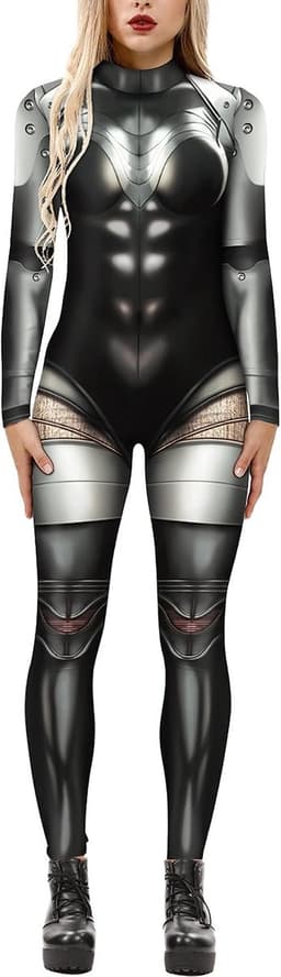 Halloween Skelet Bodysuit Dames - Eng Catsuit Kostuum voor Carnaval — thumbnail 1