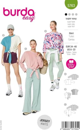 Naaipatroon Dames T-shirt in 3 Varianten Maat 34-48 — thumbnail 1