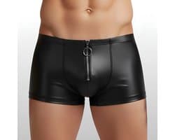 Heren BDSM Boxershort met Ritssluiting Zwart - PU Leder - Sexy Herenondergoed - Maat XL | LS313