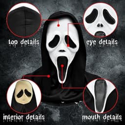 Halloween masker - Horror Spook Gezichtsmasker - Carnavalskostuum - Maskerademasker - Maskeradekostuum - Eng en Realistisch - Horror Siliconen Masker - Feestkostuum Hoofddeksel - Volwassen Masker voor Halloween - Zwart — thumbnail 3