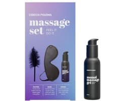 Cobeco Pharma Massage Set – Monoi | 3-delig | Inclusief Massagegel (100 ml), Pluim en Blinddoek | Sensuele Massage Kit