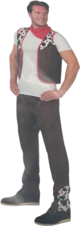 Kinky Cowboy Verkleedset – Bruine Broek, Gilet & Rode Sjaal – Erotisch Kostuum voor Foute Feestjes & Rollenspel Maat L — thumbnail 1