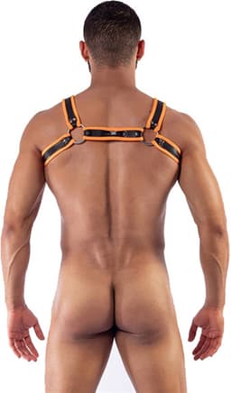Mister b neoprene harness with strap black orange - maat XL — thumbnail 2