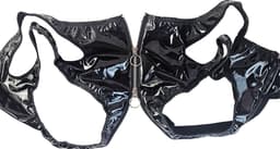 BamBella® Slip Onderbroek - Onesize - Erotische Sexy SM BDSM Lingerie Danes - Zwart ondergoed Datex mix latex en stof wetlook met rits open kruis — thumbnail 6