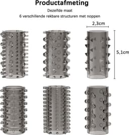 DOWO® - Penis Sleeve - Cockring- Seksspeeltje voor Koppels -Met Structuur- 6 stuks — thumbnail 4