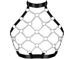 Ketting Body Harnas Vrouw – Verstelbaar Fetish Harness Lingerie Top – BDSM Clubwear – Kinky Party Outfit – One Size