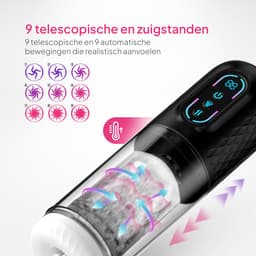Pure Pleasure® Masturbator voor Man – Pocket Pussy - Sex Toys voor Mannen– 9 Zuig & Vibratiestanden – Realistisch & Verwarmd – Oplaadbaar Seksspeeltje – Inclusief 20ml Glijmiddel – Zwart — thumbnail 2
