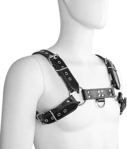 DOWO® - Harnas Mannen - Body Bondage - Kunstleer - SM - BDSM - Leren Harnas voor Man - Zwart — thumbnail 1
