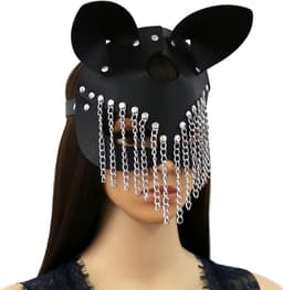 Halfgelaatsmasker van PU-leer - Kattenmasker oogmasker voor dames - Sexy kat masker voor Halloween cosplay carnaval maskerade bal make-up. — thumbnail 3