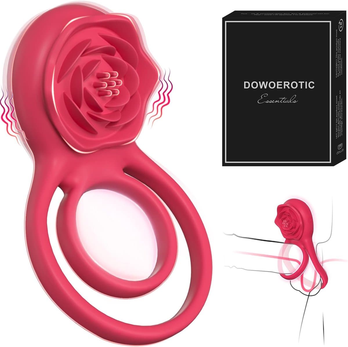 DOWO® - Vibrerende Cockring - met Roos Clitoris Stimulator - Cockring Vibrerend - Penisring - Cock Ring Siliconen - Sex toys - Seksspeeltje voor Mannen — afbeelding 1