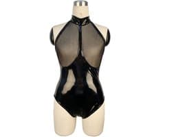 Somstyle Lingerie Body - Maat L - Latex Look Boydsuit - Met Rits voor Open kruis - Zwart