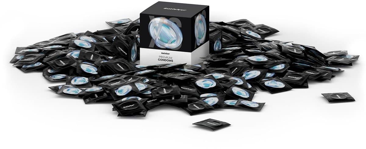 Satisfyer Condooms Heren | 100 stuks | 45-64 mm | XS - XL beschikbaar | Realistisch & dun met vochtig oppervlak | Huidvriendelijk & geurloos | Met reservoir | Getest & betrouwbaar — afbeelding 1