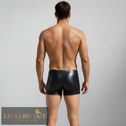 PU Lederen Boxershort - Open Kruis - Zwart - Sexy Herenondergoed | M | LS154 — thumbnail 4
