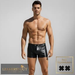 PU Lederen Boxershort - Open Kruis - Zwart - Sexy Herenondergoed | M | LS154 — thumbnail 2