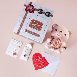 Romantische teddybeer met geconserveerde roos en hartvormige halsketting - Perfect cadeau voor Valentijnsdag, Moederdag en bruiloften — thumbnail 6