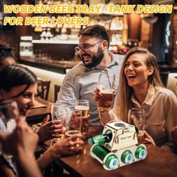 Houten Bierdrager - Tankvormige Bierkist van Hout - DIY Bierfleshouder - Verjaardagscadeau voor Mannen — thumbnail 2
