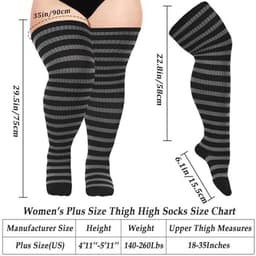 Dames Overknees Kousen Katoen Gebreid Extra Lang Gestreepte Thigh High Socks Halloween Casual Hoge Laarzen Kousen Plus Size — thumbnail 5
