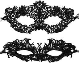Masker Dames - Kant - Gemaskerd Bal - Galamasker - Zwart — thumbnail 1