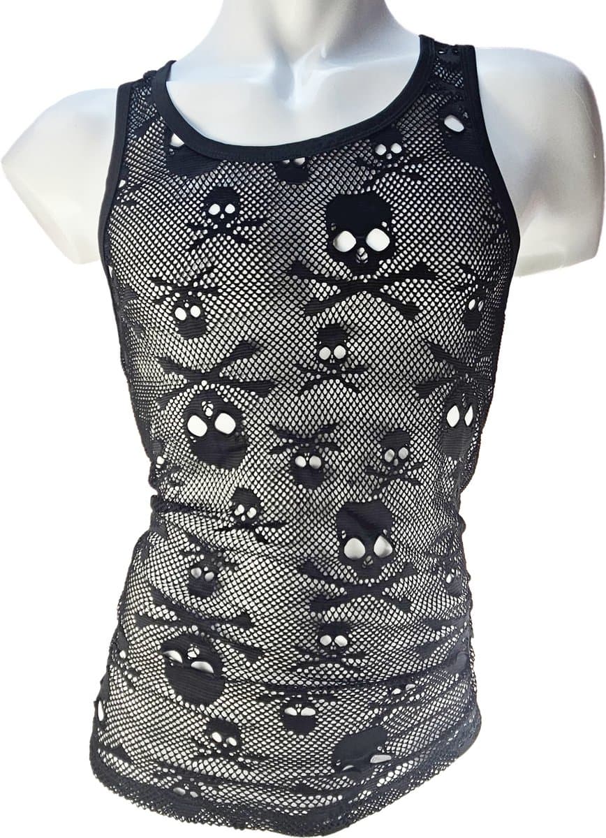 BamBella ® - Lingerie pak -Maat L/XL - Hemd Skull- Heren- Maat Onesize Erotische Man Zwart — afbeelding 1