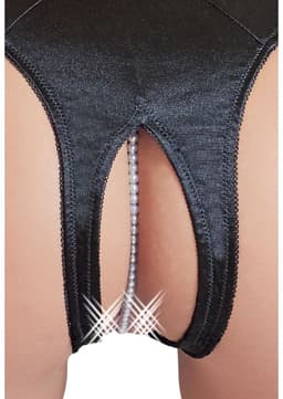 Cottelli Collection – Open Kruis String met Parel Spreider voor Spanning en Sensatie tijdens het Dragen – Maat S – Zwart — thumbnail 3