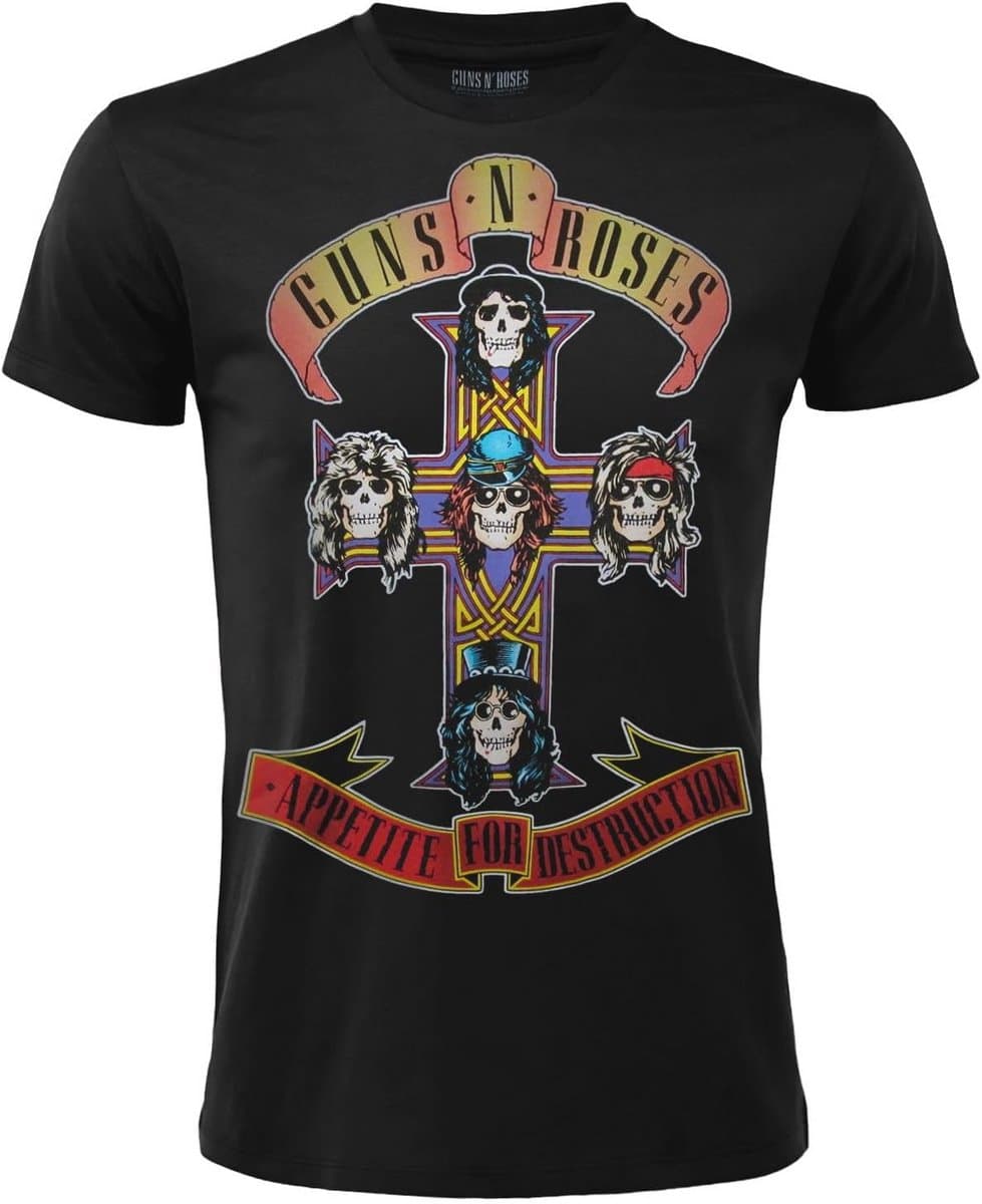 T-shirt Hard Rock Band Album Merchandise Unisex Zwart — afbeelding 1
