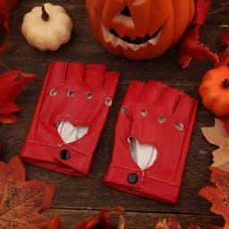 Punk Handschoenen Rood Vingerloze Leer Palm Cosplay Halloween Dames Meisjes Show — thumbnail 4