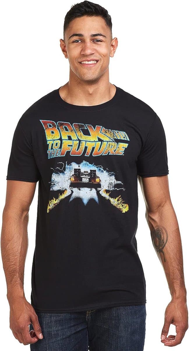 Back to the Future Delorean T-shirt voor mannen - Zwart - Maat L — afbeelding 1