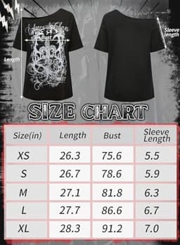 Gothic Off-Shoulder T-shirt voor Vrouwen - Punkstijl Grunge Top met Korte Mouwen — thumbnail 5