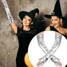 Lange Zilveren Vingerloze Handschoenen Vrouwen - Glitter Stijl voor Feest, Cosplay & Galajurk Accessoire — thumbnail 2