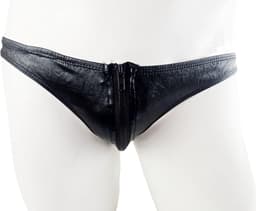 BamBella ® - Slip - Maat L/XL Zwart SM kleding BDSM met rits erotische heren kleding ondergoed lingerie onderbroek zwart — thumbnail 1