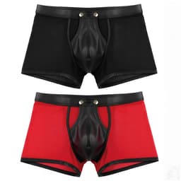 LekkerStout 2-Pack Heren Boxershorts met Open Kruis - Laklook en Mesh - Zwart/Rood - Maat M | LS266 — thumbnail 1