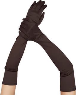 Lange dames handschoenen - extra lange satijnen stretch satijnen handschoenen - vintage feest dameshandschoenen - bruidshandschoenen - geschikt voor bruiden bruiloft opera theekransje — thumbnail 1